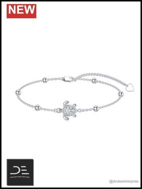 Sterling Silver Diamond Turtle Bracelet Lab Grown 7in Link